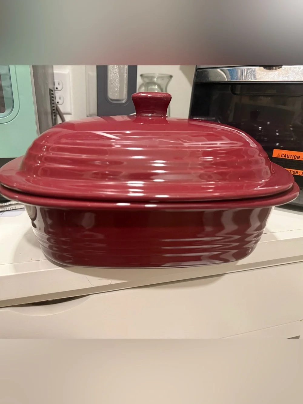 Pampered Chef Covered Ceramic Baker in Burgundy Red